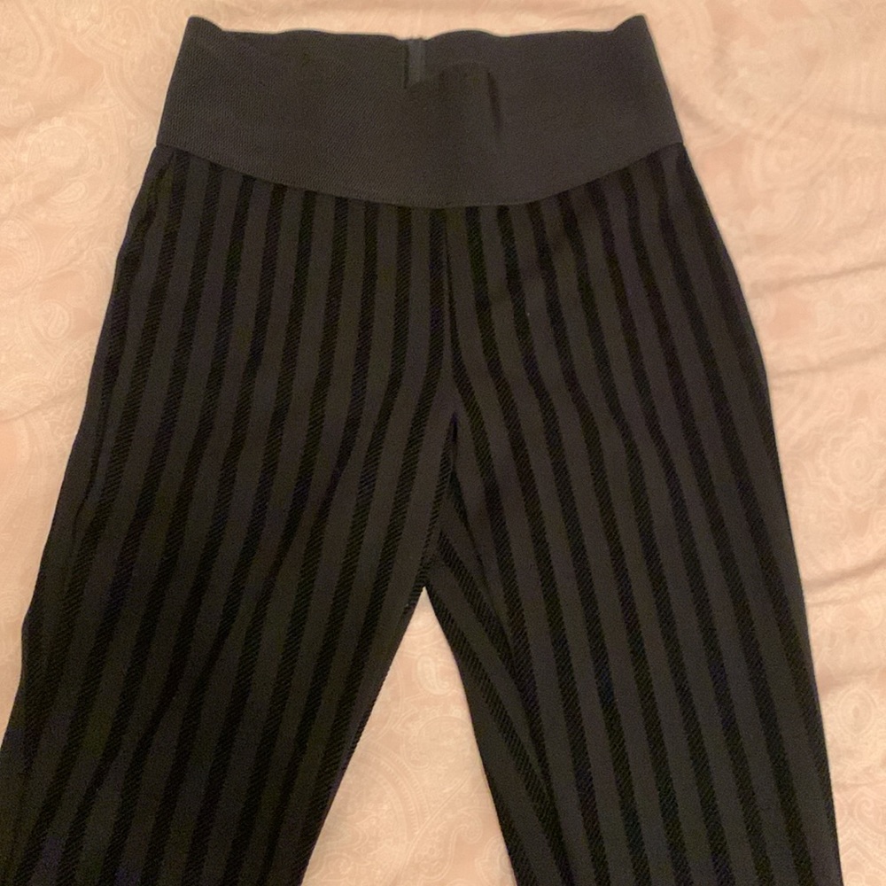 Black High Waist Vertical Striped Leggings